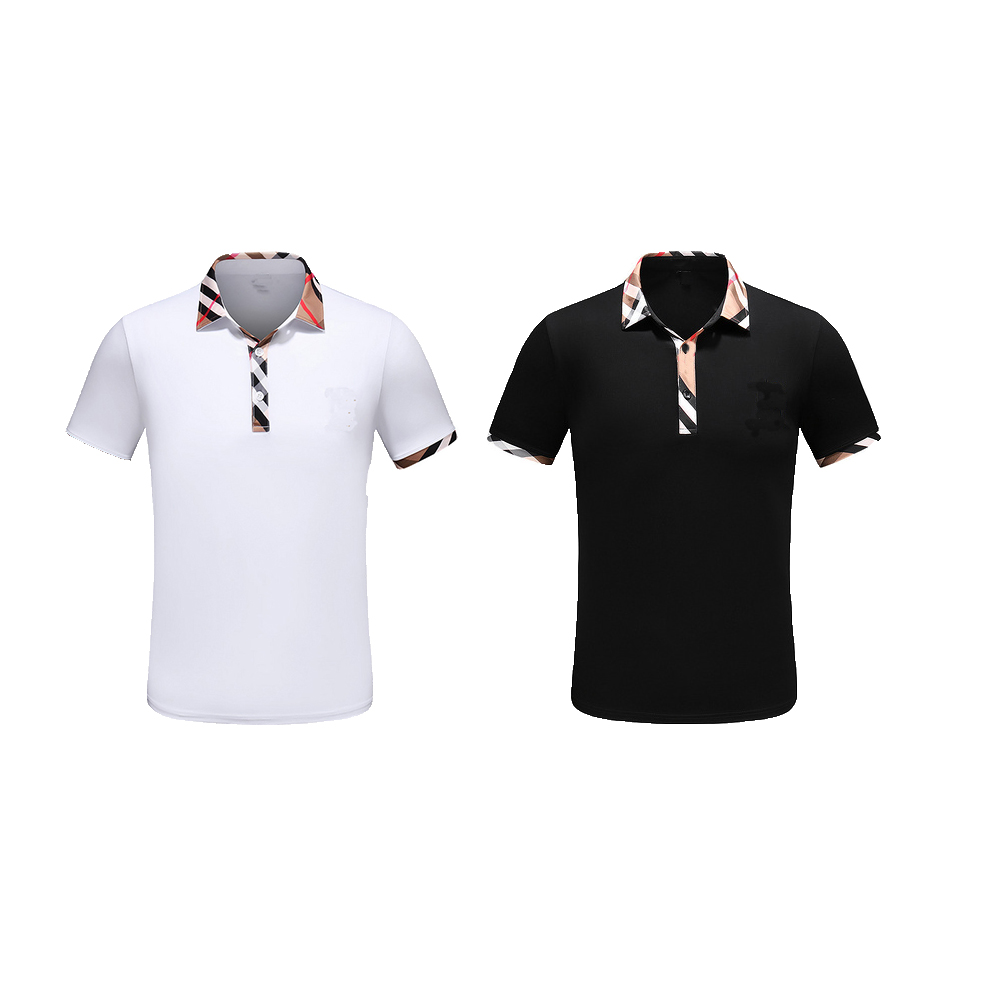 

Summer Men designer polo T shirts Short Sleeve Embroidery High quality 100% cotton black white clours shirt, White;black