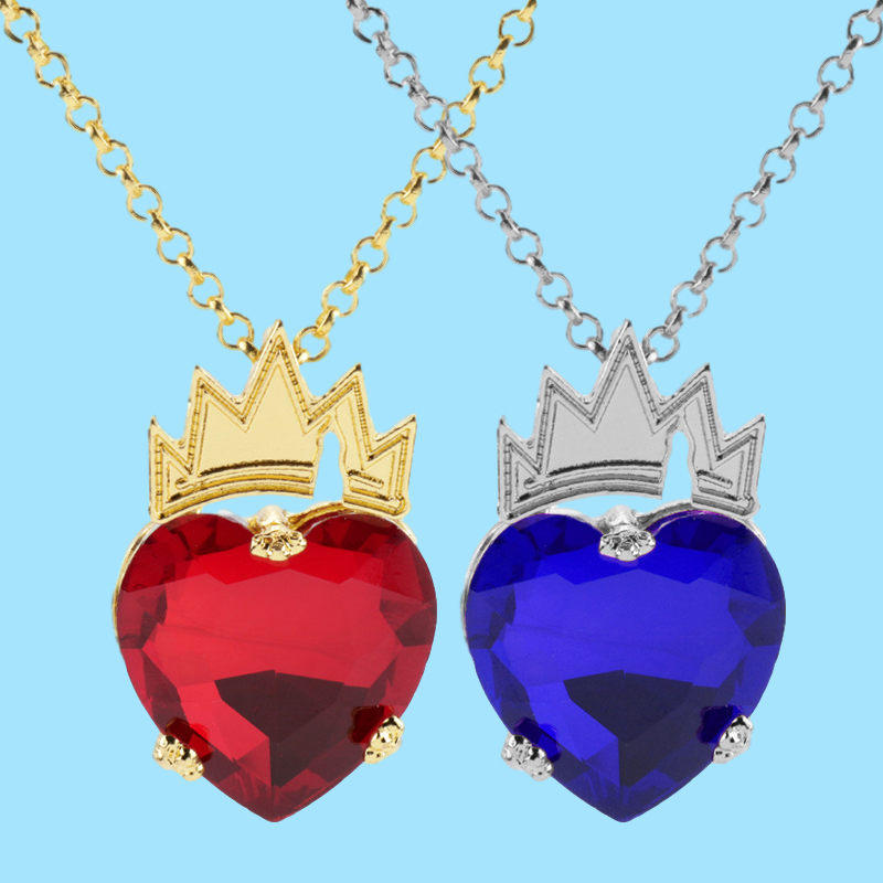 

Descendants Movie Evies Red Heart Necklace Evie Fairest Heart Crown Necklace Queen of Hearts Costume Fan Jewelry, Silver
