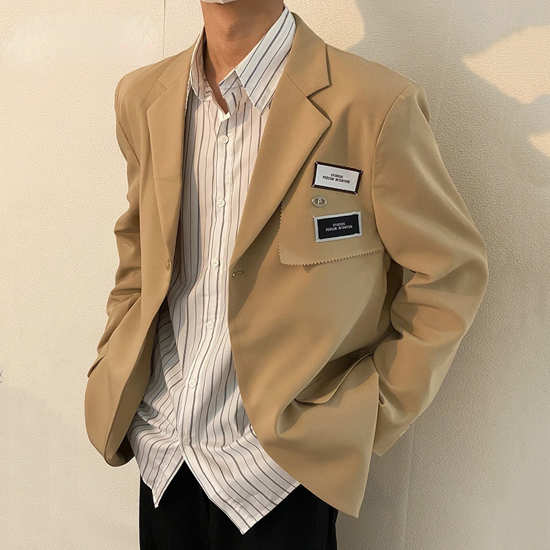 

Men's Suit Coat Loose Causal Single Breasted Blazers 2021 Autumn New Lable Design Korean Style Big Size Clothes, White;black