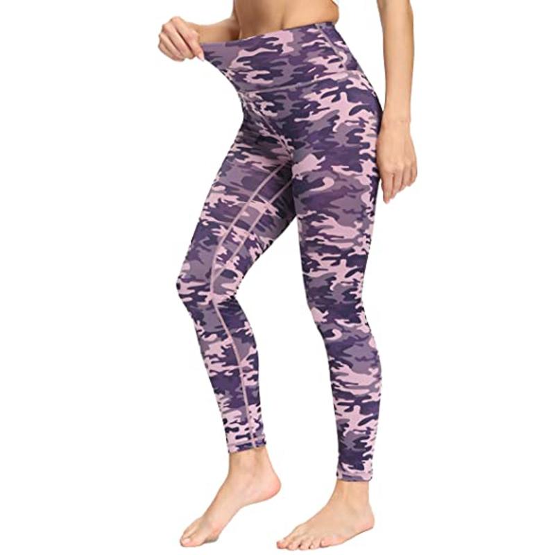 

Camouflage High Waisted Yoga Pants Gym Camo Elastic Exercise Tights Girl Women Pants For Fitness Running Sport, Black
