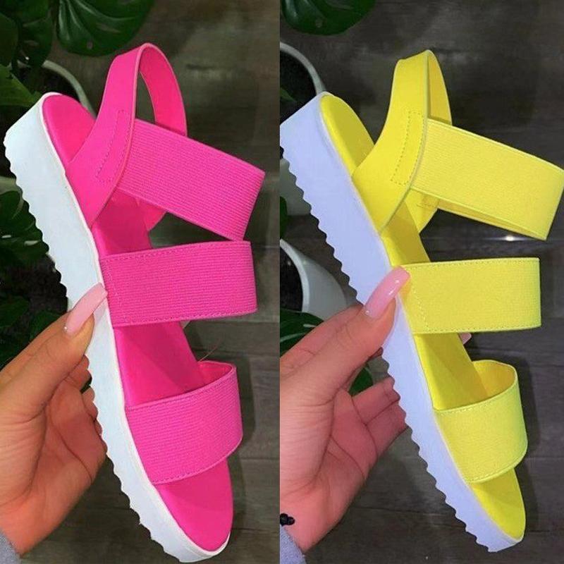 

Summer Women Sandals Casual Slip On Shoes Women Platform Non-Slip Sandal Ladies Candy Color Plus Size Footwear Chic Female Shoes, Yellow