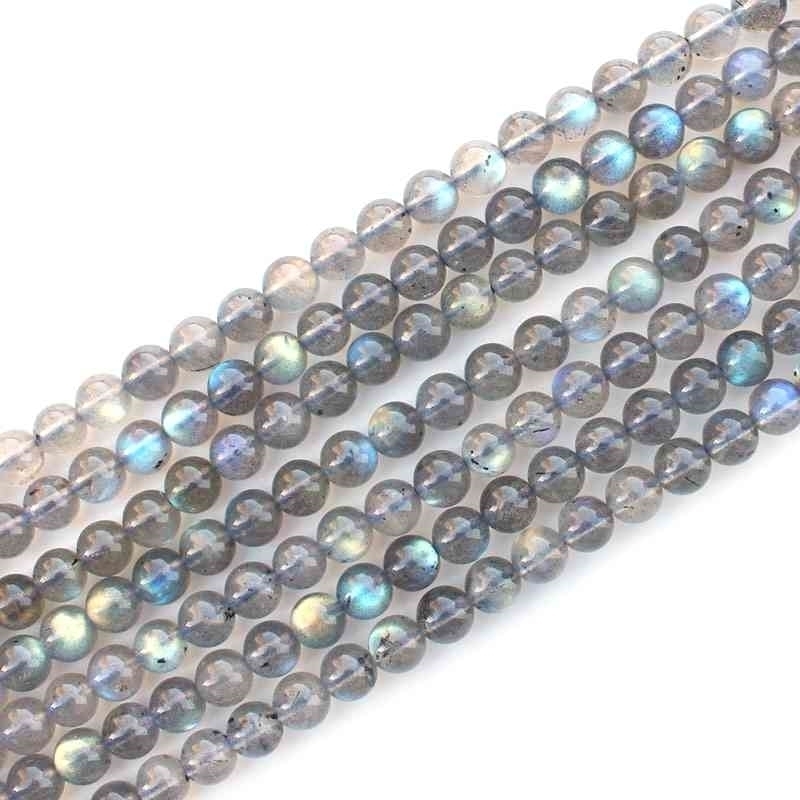 

4mm-12mm Natural Labradorite Stone Round Loose 15" Semi Preicous Strand Beads for Jewelry Making DIY Bra
