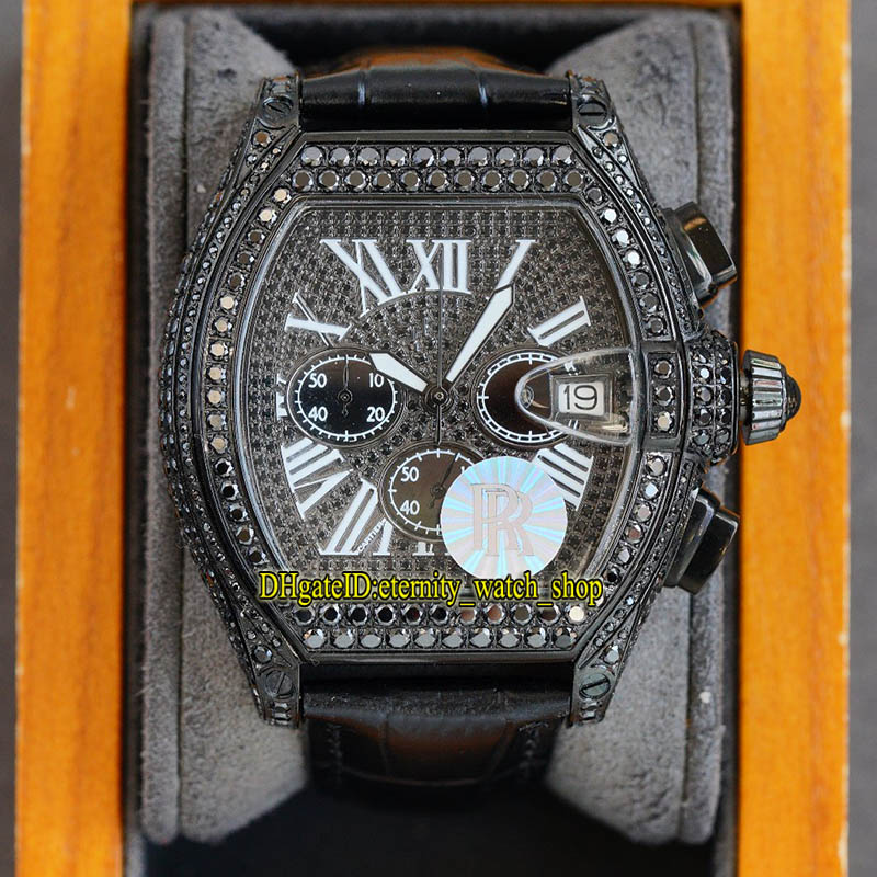 

TWF Tortue XL 6206020 Japan Miyota Quartz Chronograph Mens Watch PVD Steel Diamonds All Black Roman Dial Iced Out Diamond Case Leather eternity Stopwatch Watches, Watch waterproof production cost