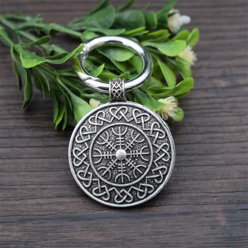 

Keychains Viking Heart To Compass Keychain Round Vegvisir Scandinavian Pendant Amulet Couple Gift