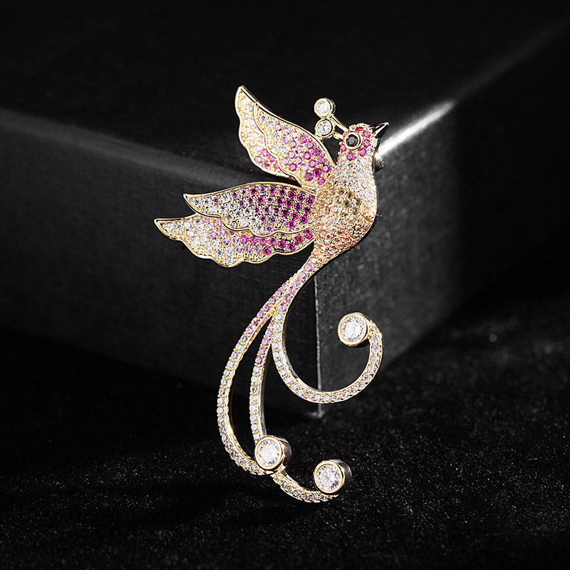 

Colorful Phoenix Bouttoniere Accessories For Women Romantic Wedding Party Corsage Creative Bird Brooches Pins