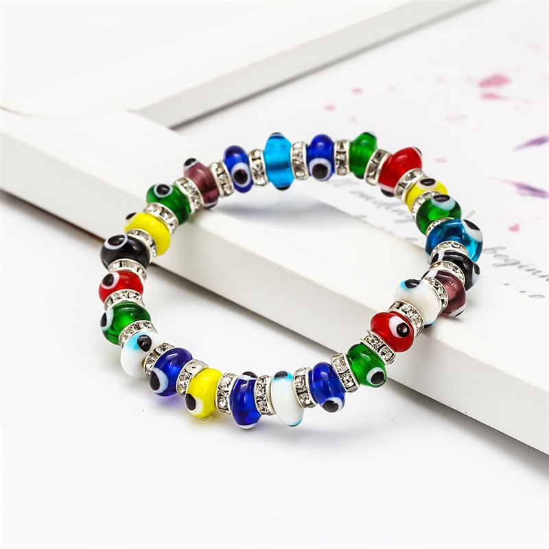 

S2285 Fashion Jewelry Colorful Evil Eye Bracelet Blue Eyes Elastic Beaded Bracelets C3