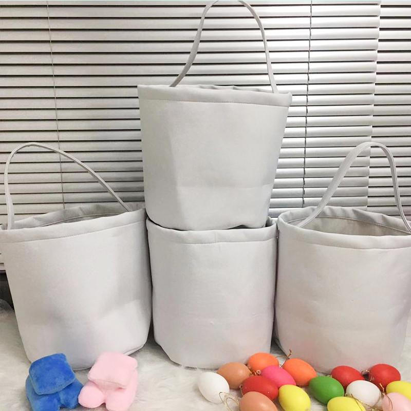 

2021 Personalized Sublimation Easter Basket White Blank Easter Egg Bucket Child Candy Tote Handbag Creative Party Gift