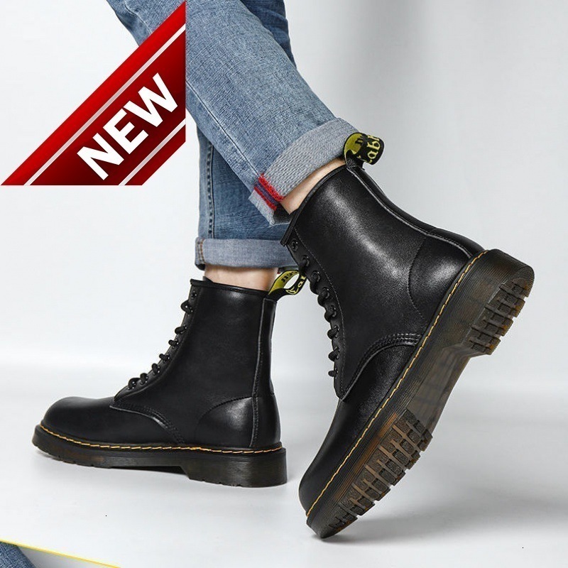New British Korean Martin Women's Soft Autumn and Winter Leather Boots Tide Shoes High Top