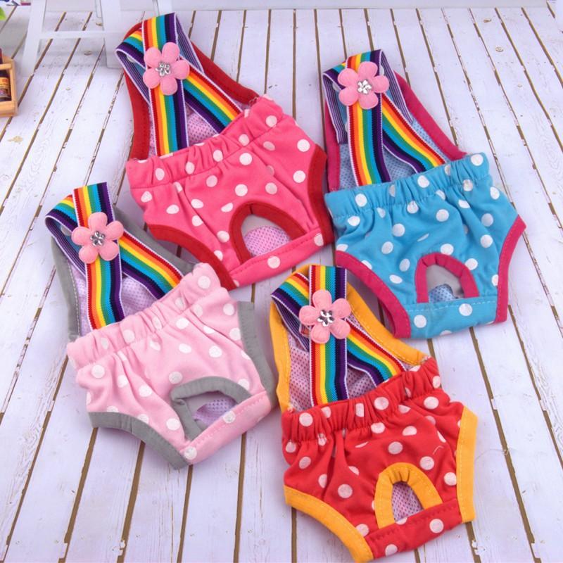 

Dog Apparel Dots Pet Shorts Diaper Sanitary Physiological Pants Washable Female Panties Rompers Style Dogs Underwear