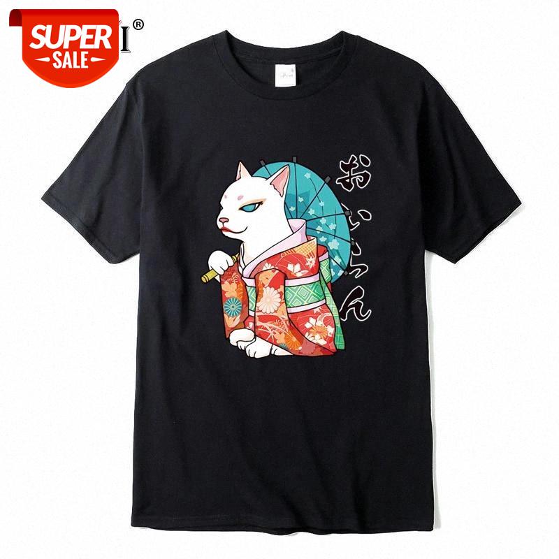 

XIN YI Men's High Quality 100% cotton cool cat print men T shirt casual loose cat men tshirt o-neck t-shirt tee shirts top #sk0R, White;black