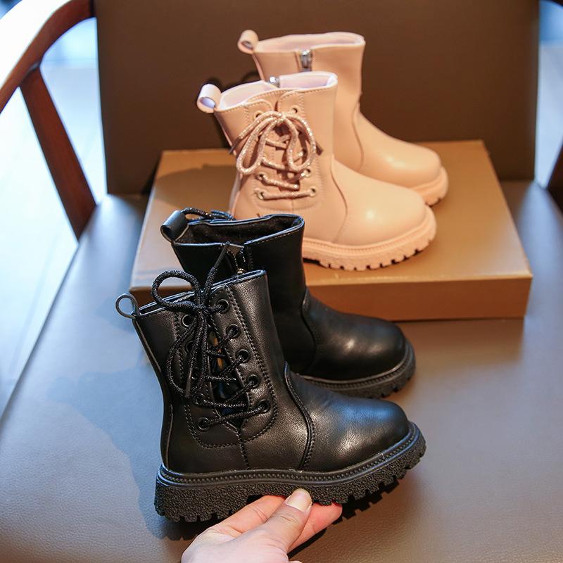 

Boots Kids Fashion Simple Short Winter Warm Student Solid Black Girls Thick Soft Bottom Narrow Band Children, Pink