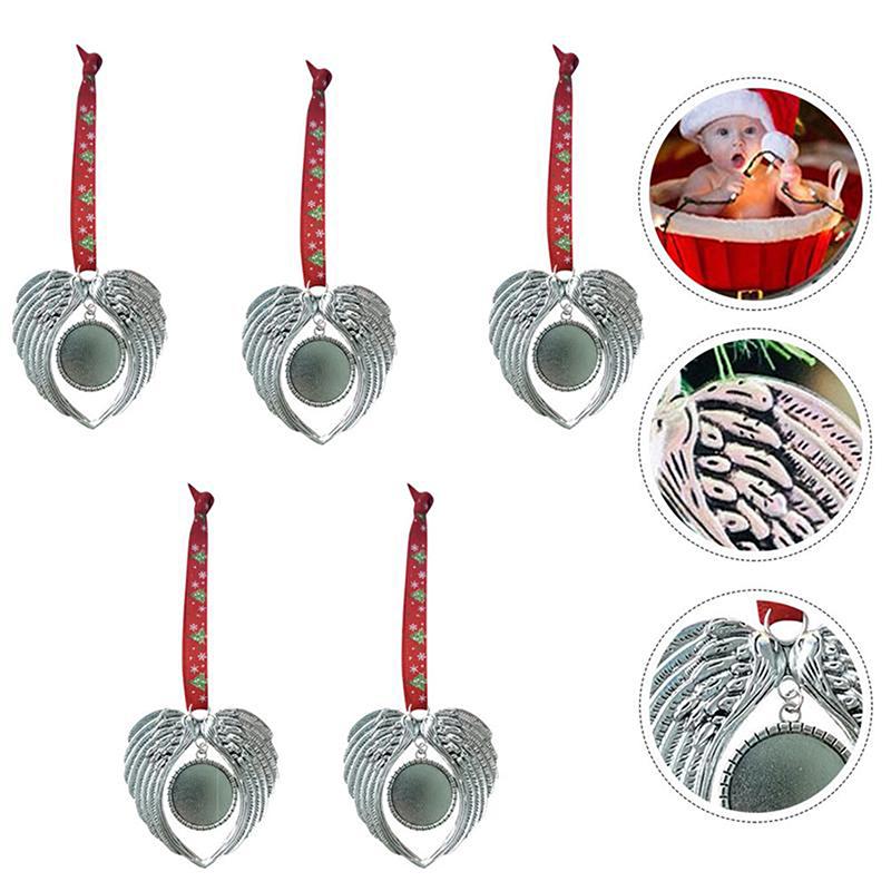 

Christmas Decorations 2021 Product 5pcs Angel Wing Shaped Pendents Tree Ornaments Heart Shape DIY Pendant