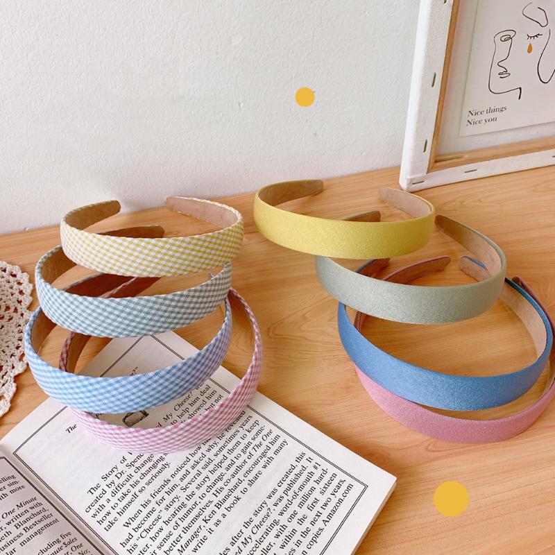 

Plaids Candy Color Simple Cloth Headdress Solid Scrub Wave Headband Hair Hoop Female Hair Accessories Hairband Headwear