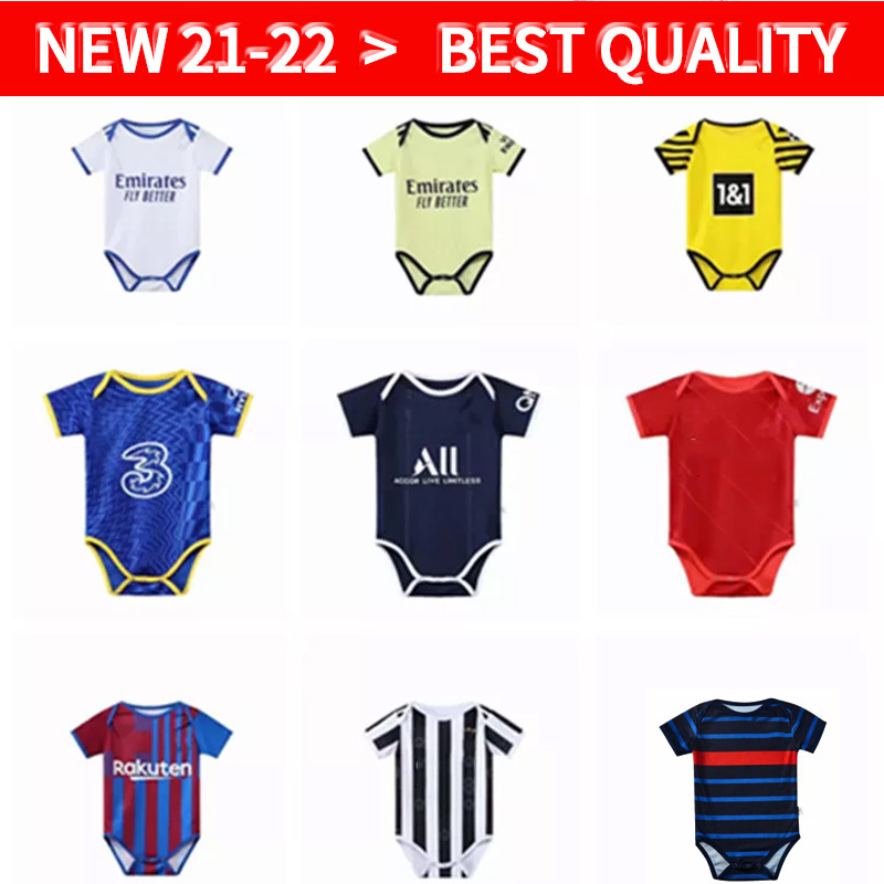 

22 23 Baby Jersey 2021 2022 2023 Real Spain Madrid 6-18 Months Baby PsGs child Football Jersey Crawling soccer Jersey m-u BB Genius BENZEMA MBAPPE son Kane kids T-shirt, 2223