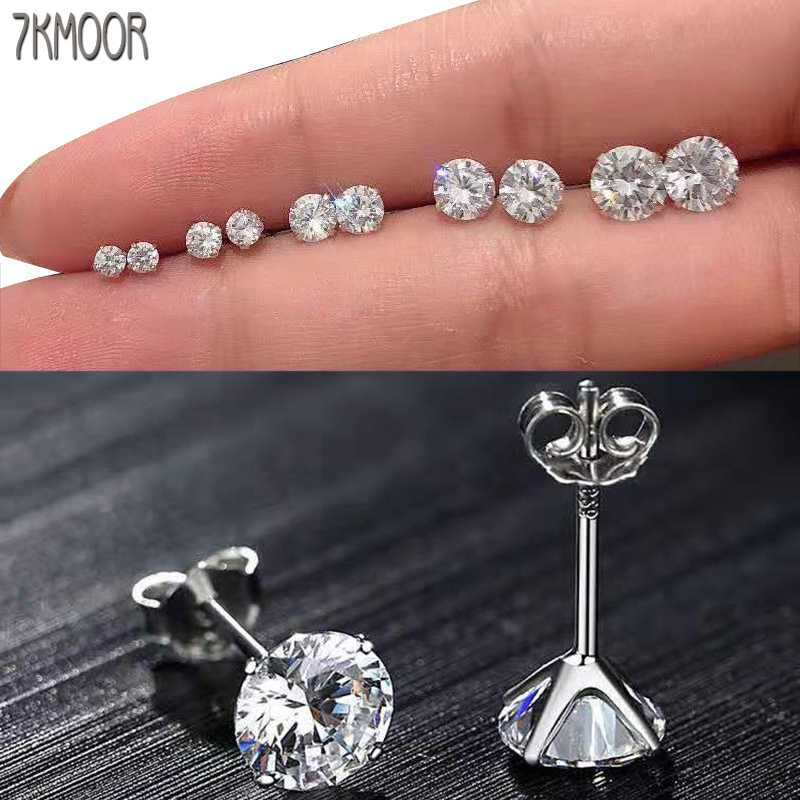 

Stud Genuine Real Pure Solid 925 Sterling Silver Earrings Jewelry Black Clear Purple Cubic Zircon Female Bijoux Gift, Golden;silver