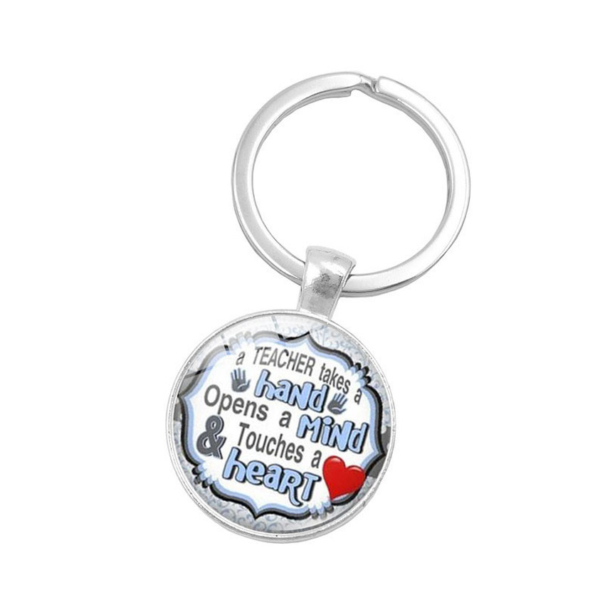 

Thankful Heart Teacher Glass Cabochon Key Rings Teathers's Day Keychain Holder Handbag Hangs for Women Children Fashion Jewelry Will and Sandy