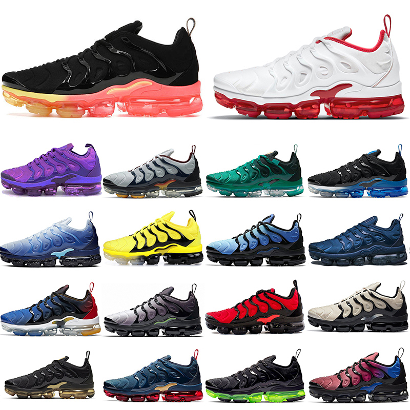 

fashion tn plus running shoes for men women Triple Black White Cherry Fresh Atlanta Purple Hyper Blue TRUE mens trainers sport sneakers size US 13, Black volt