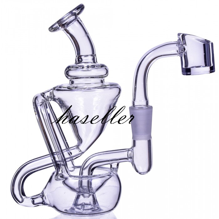 

5.1 inchs beaker bong klein recycler oil rigs thick glass water bongs smoke oil burner pipe function smoking accessories with 14mm joint