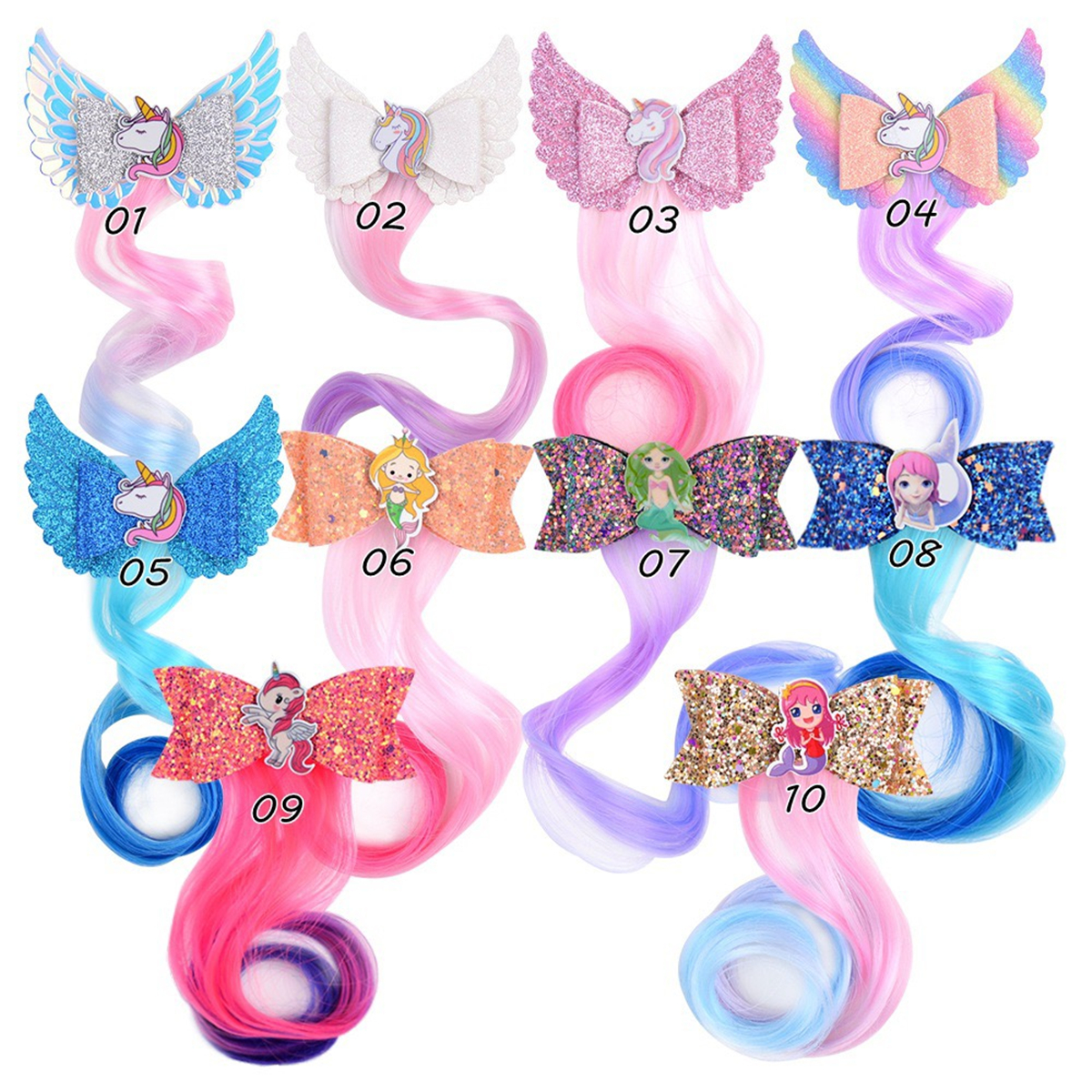 

Newest INS 10 Colors 3.4 Inch Mermaid Unicorn Girls Hairclips Sequins Butterfly Headband Hairbows Kids Girls Hair Accessories, Mixed colors or remarks