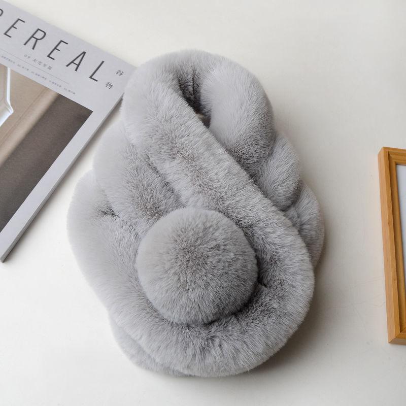 

Scarves 2021 Winter Scarf Luxury Faux Fur Warm Fashion Soft Plush Thicken Snood Shawl For Adult Kids Women Girls