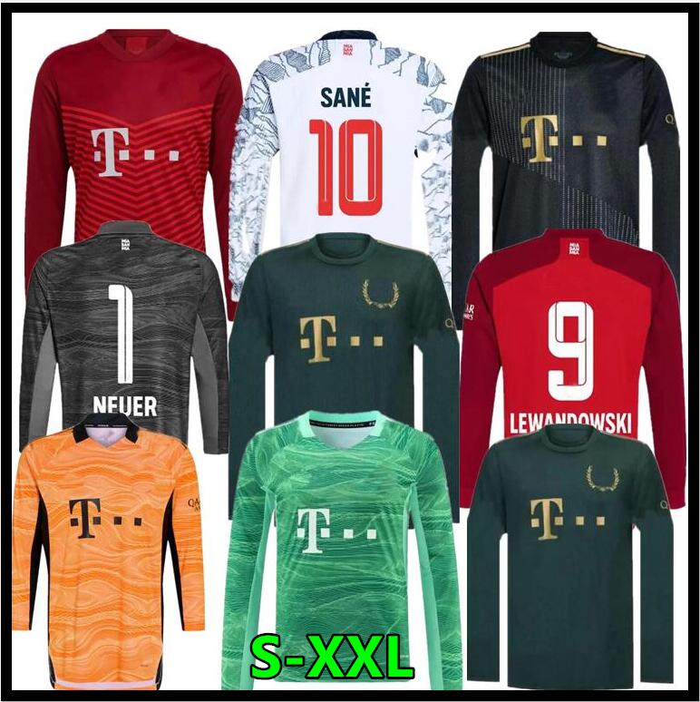 

21 22 Bayern Munich Long sleeve Wiesn Oktoberfest soccer JerseyS away home KIMMICH LEWANDOWSKI 2022 2021 NEUER men Goalkeeper celebrates the club' treble niform, Red