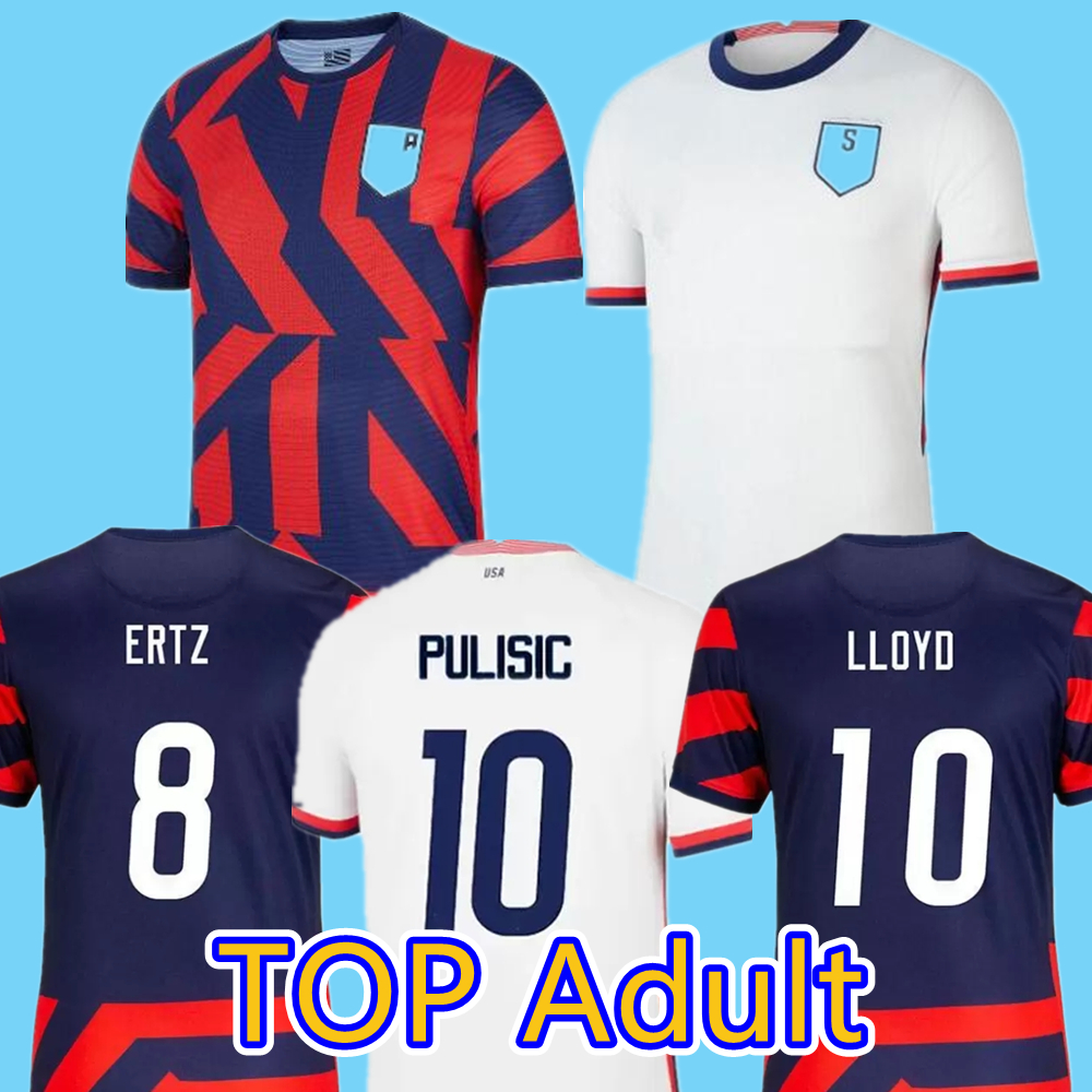 

#10 PULISIC soccer Jersey 21/22 State nation team Men Home White away soccer shirt 2021/2022 short sleeve Away Red Blue Football Uni