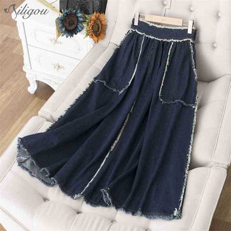 

High-Quality Pocket Skirt Fashion Sexy Women' High Waist A-Line Denim Pleated Casual 210525, Blue