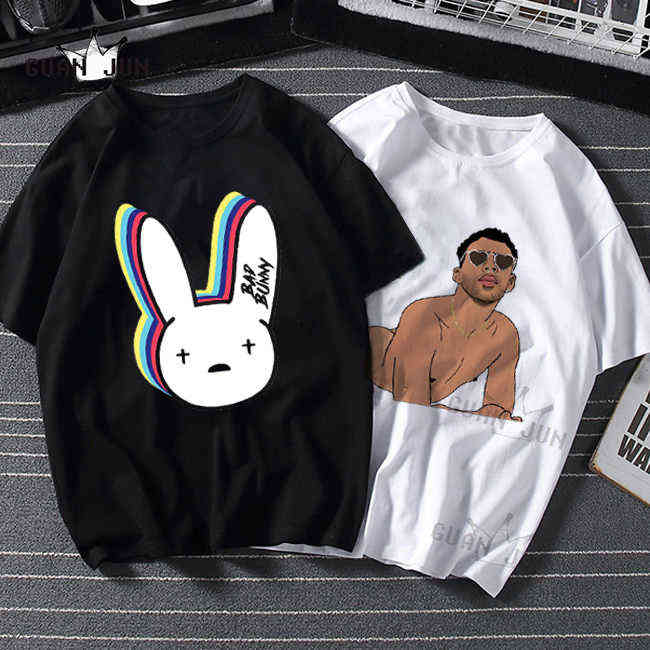 

Bad Bunny Funny T Shirt Men Unisex Cotton Harajuku Causal T-Shirt Man / Women Tshirt Graphic Hip Hop Top Tees Male Streetwear G1224, 08025-wh