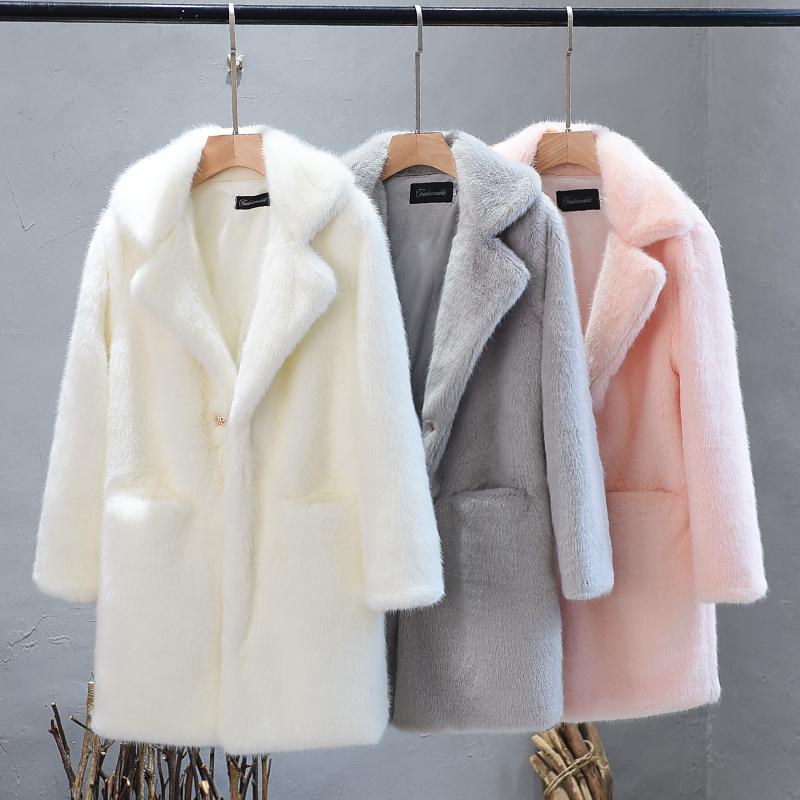 

Women's Fur & Faux 2021 Women Winter Fake Coats Plus Size Artificial Coat Big Female Ladies Warm Long, Black