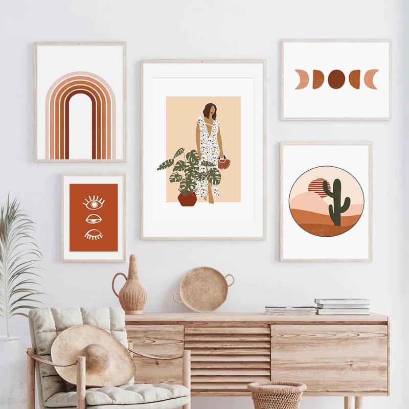 

Paintings Boho Style Landscape Moon Cycle Wall Art Canvas Painting Modern Abstract Posters And Prints Pictures Living Room Home Decoration