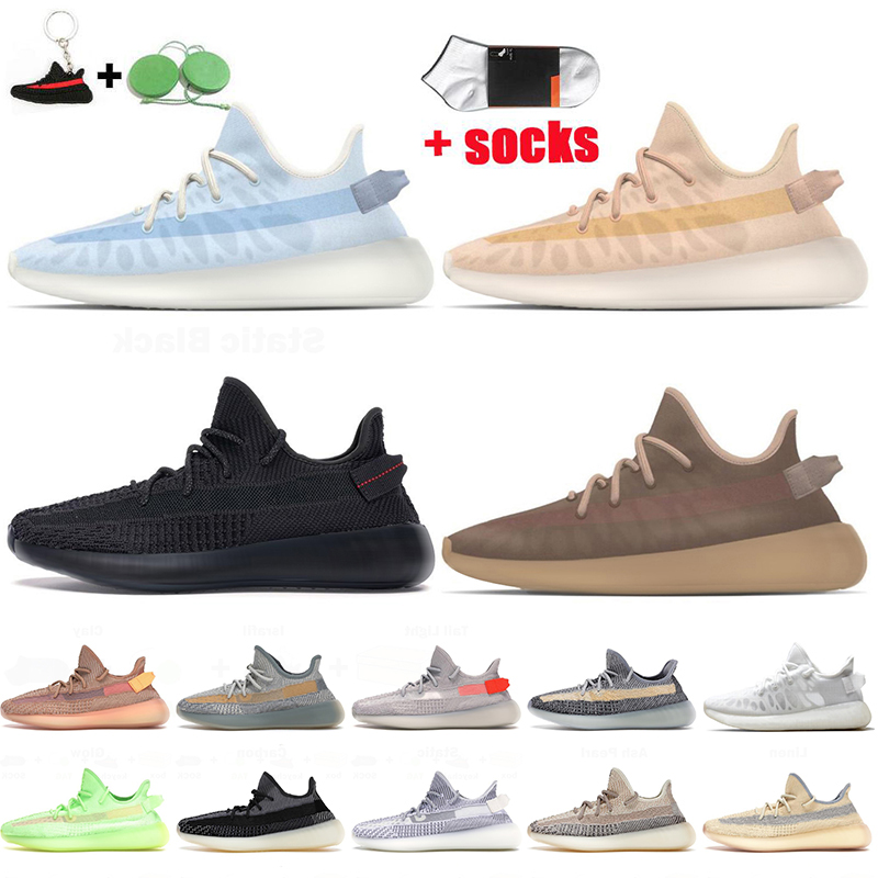 

2021 Top Quality Women Men Running Shoes Kanye Big SIZE 48 Mono Pack Ice Clay Mist Static Black Reflective Trainers Sneakers Ash Blue