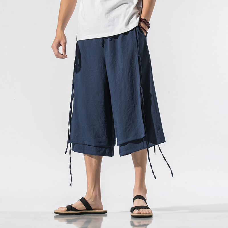 

Cotton Linen Harem Men Jogger Calf's Length Hip Hop Men's Pants Streetwear Male Pantaloons 2021 New At9m, Army green.