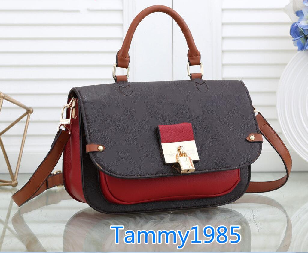 

4 colors red fashion women lady PU leather handbags bags purse shoulder tote Bag female, Brown