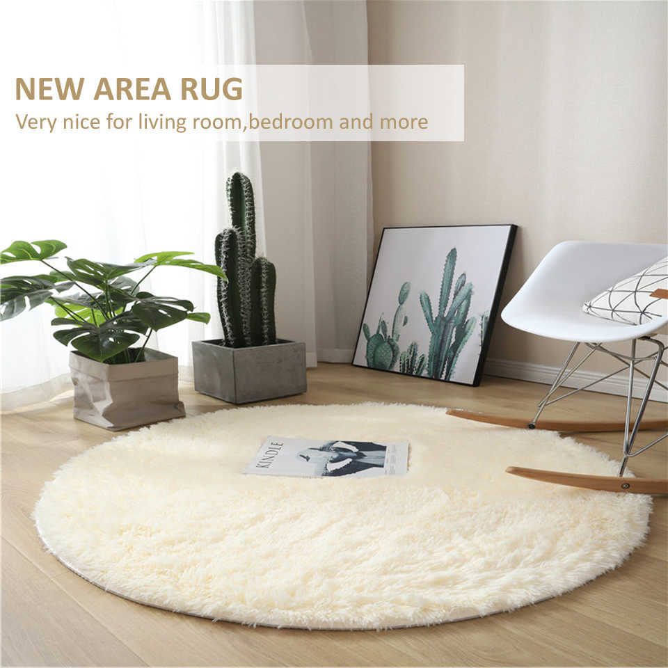 

Fluffy Round Rug Carpet For Living Room Solid Color Thicken Soft Faux Fur Rugs Bedroom Plush Shaggy Area Rug Kids Room Floor Mat 210727, Rose red