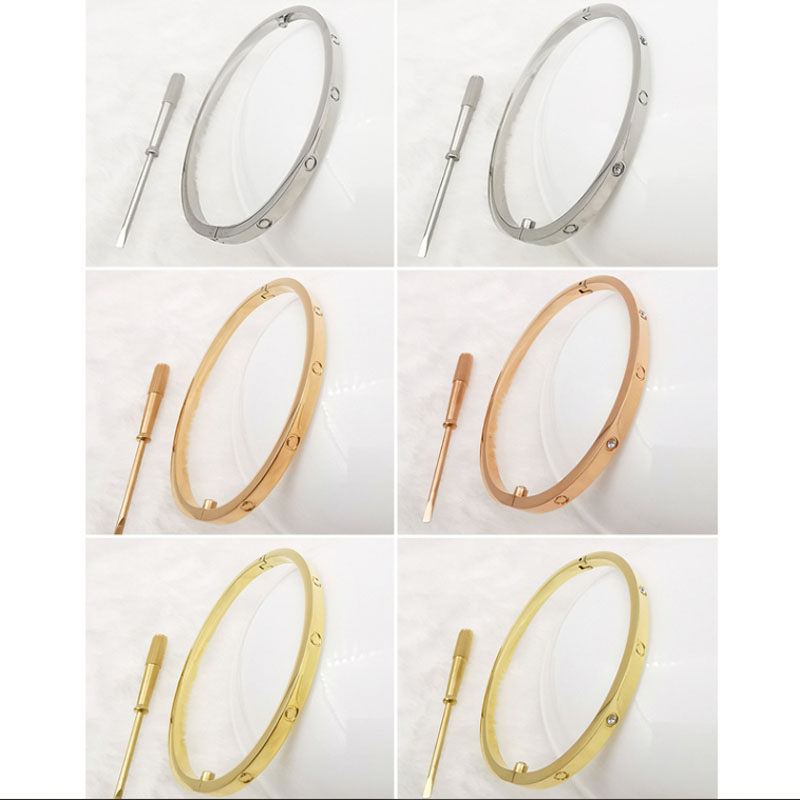 

2021 wholesale Bangle stainless steel Love Bracelets silver rose gold for Women Men Screwdriver Bracelet Couple Jewelry Woman With original bag 16-22cm