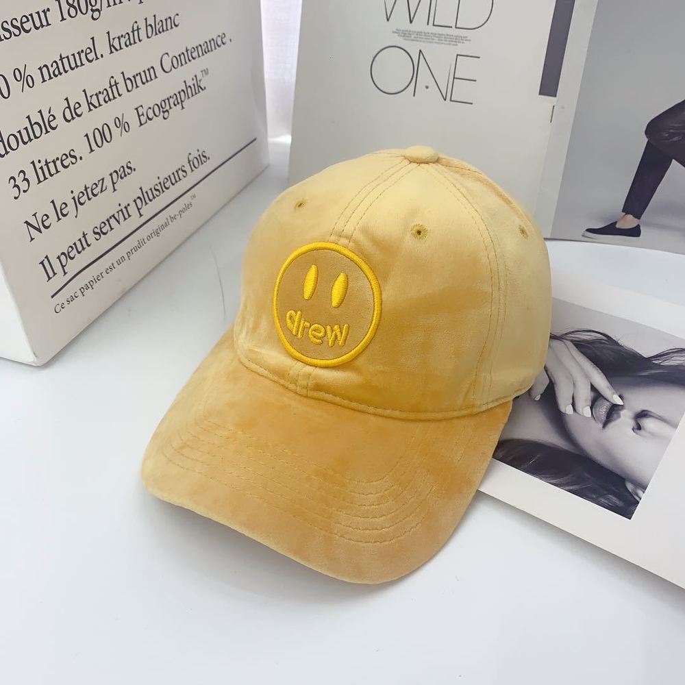 

Drew smile house Justin Bieber velvet yellow duck tongue hat fashion hip hop, Blue;gray