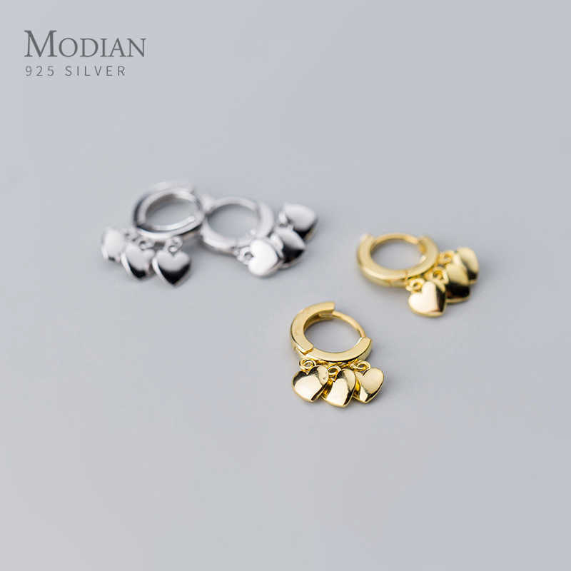 

925 Sterling Silver Gold Color Love Hearts Hoop Earring for Women Anti-Allergy Fine Jewelry Design 210707