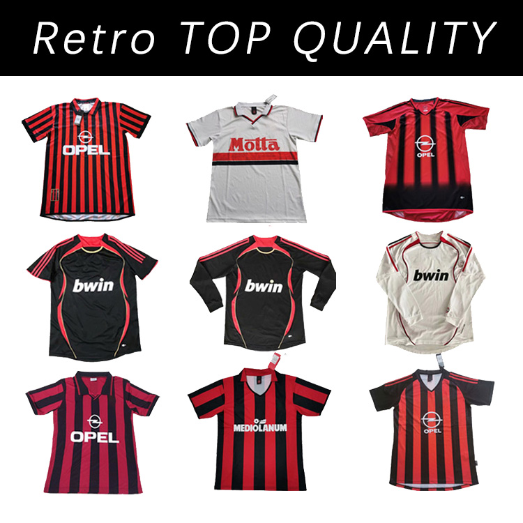 

KAKA 90 91 Retro SOCCER JERSEY home 96 97 Gullit 02 03 04 Maldini Van Basten AC football shirts RONALDO Inzaghi 06 07 MILAN 09 10 SHEVCHENKO, Black;yellow