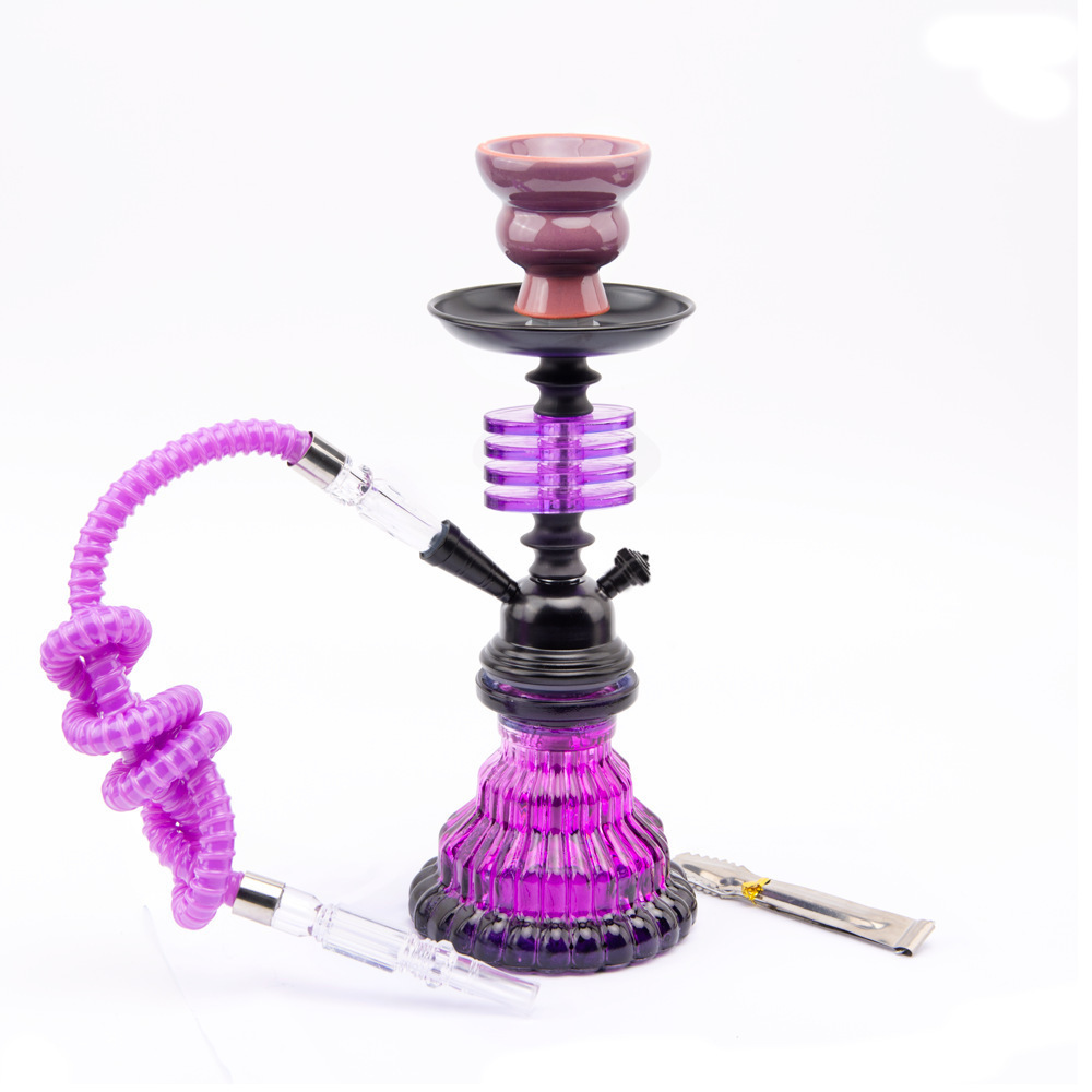 

Small Arabian Glass hookah with double tubes water pipe Shisha purple only
