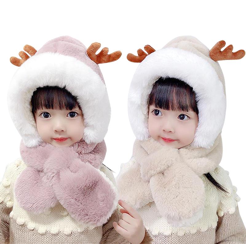 

Caps & Hats Baby Hat Boy Winter Cap For Girl Solid Warm Velvet Cartoon Kids Protection Ear Outdoor Plush One-Piece Elk, Yellow
