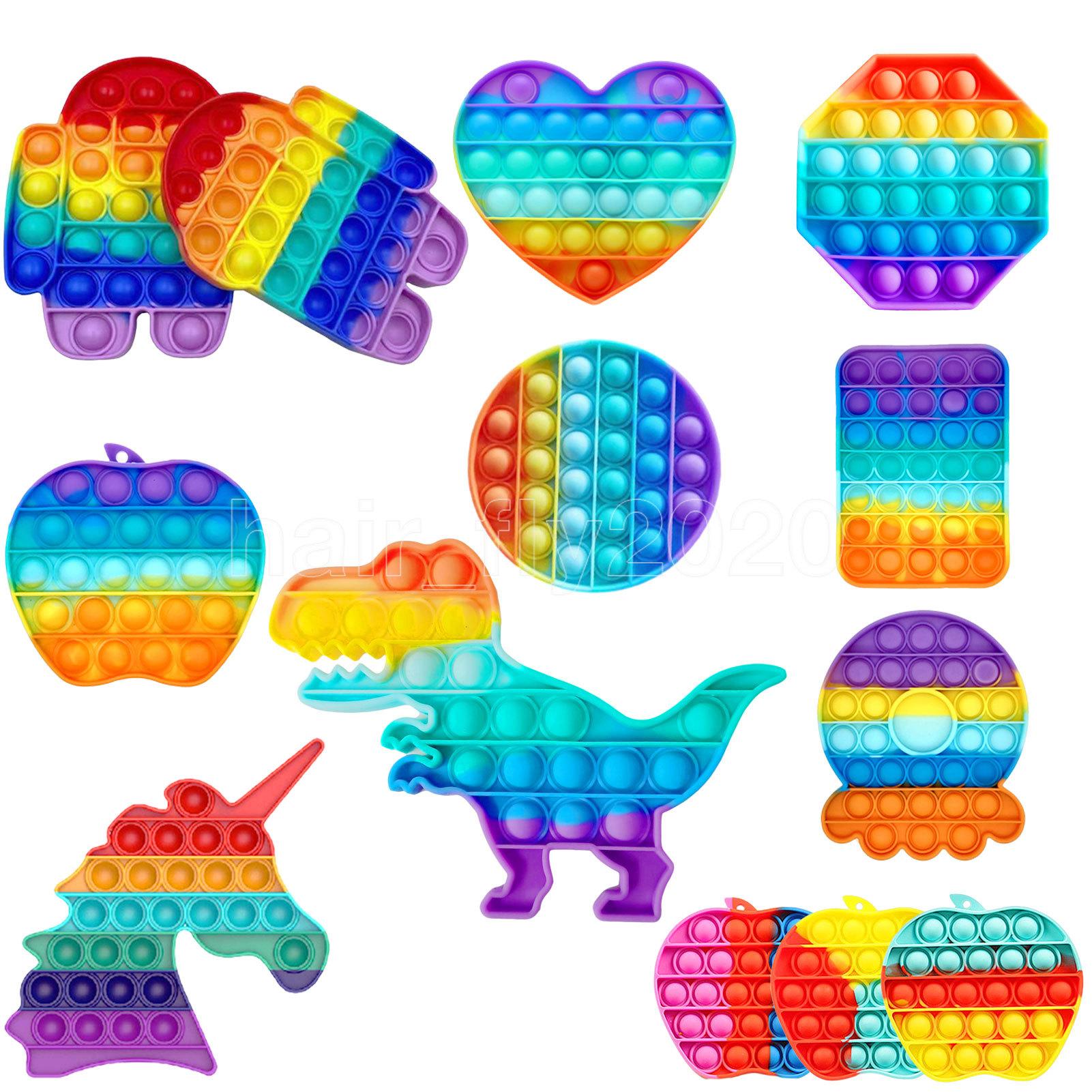 

Push Pop Fidget Toy Rainbow Bubble Sensory Autism Special Needs Stress Reliever It Squeeze Sensory Toy for Kids Family DHL Fast Shipping