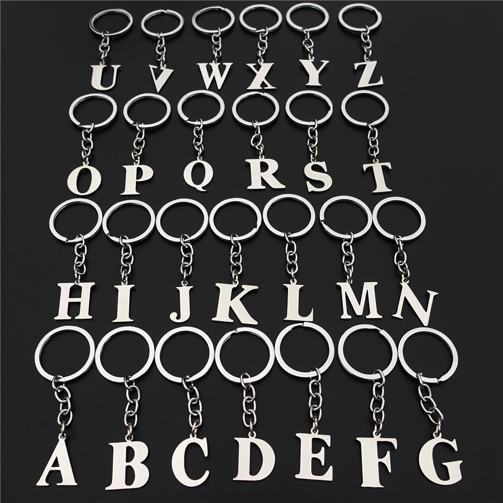 

Stainless Steel Letters Keyring Alphabet A-Z Keychains Fashion Unisex Jewelry 26pcs/lot Mix