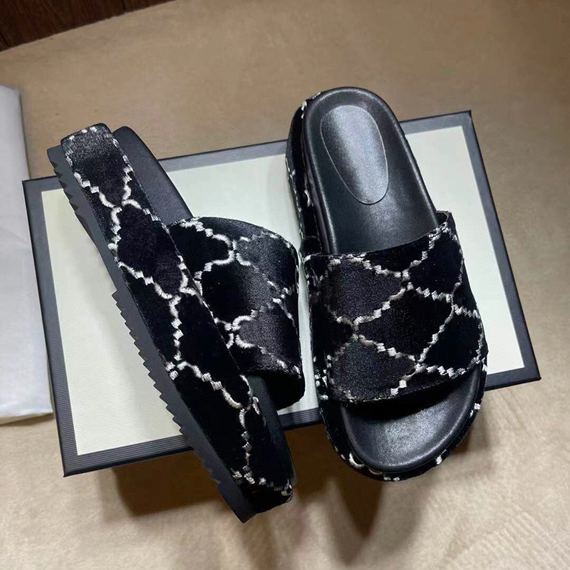 

Brand Multicolor Platform Sandal Slides Designer Sandals Embroidery Thick bottom slipper luxury Alphabet lady High heel Slippers Summer Beach Shoes 298, Sock