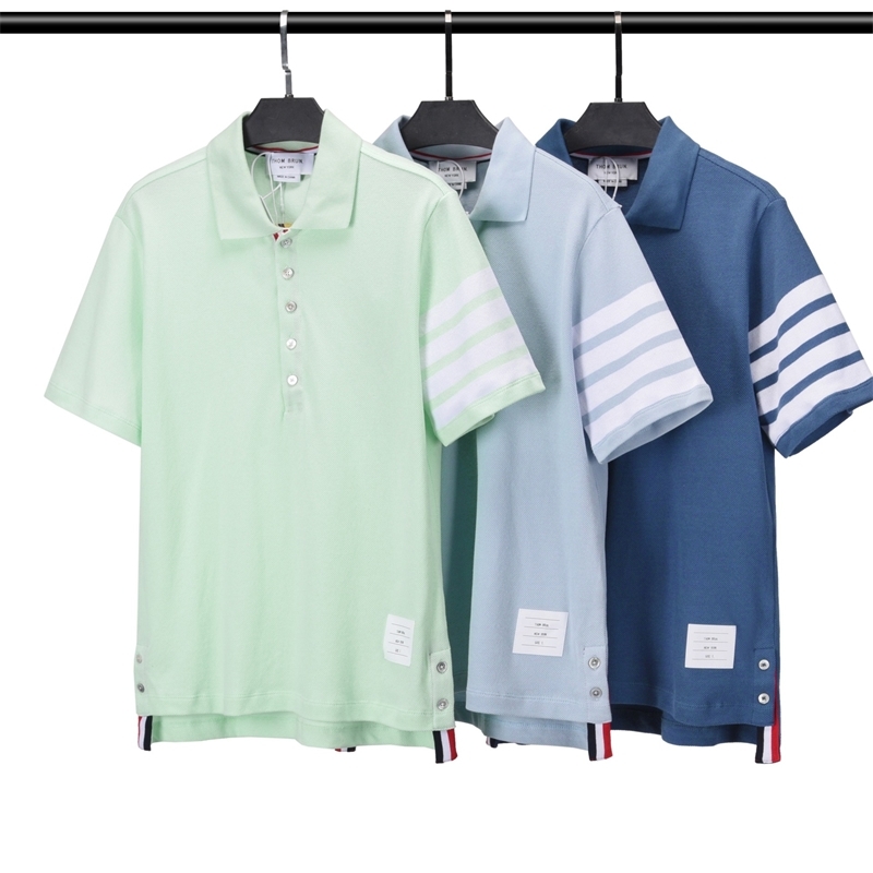 

Thom brun summer TB new Lapel yarn dyed short sleeve four bar polo, Light green