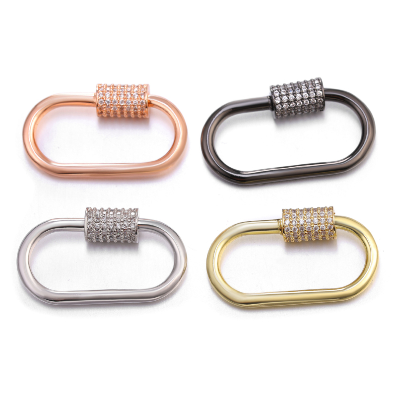 

High Quality CZ Micro Pave Copper Clasps Screw Carabiner Hooks for Jewelry Making