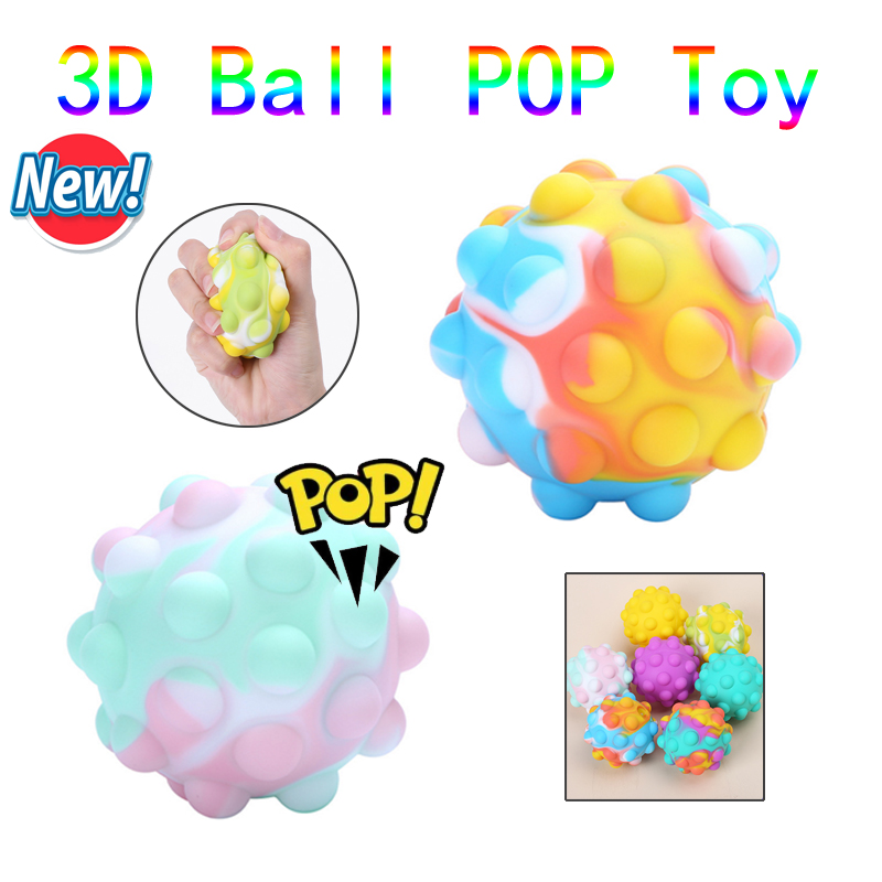 

New Pop Ball Hand Fidget Toy Creative Silicone Stress Release 3D Macaron Rainbow Bubble Decompression Kids Adults Toys