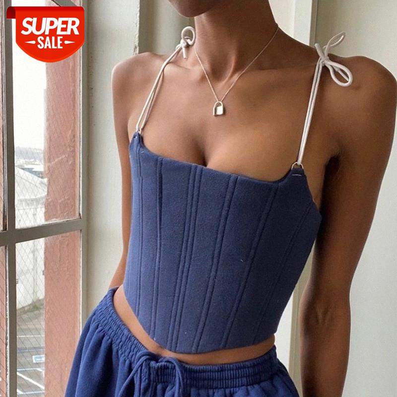 

hirigin Sexy Vintage Corset Bustier Tops To Wear Out Women 2020 Y2k Camisole Solid Spaghetti Strap Crop Tank Top #280F, White