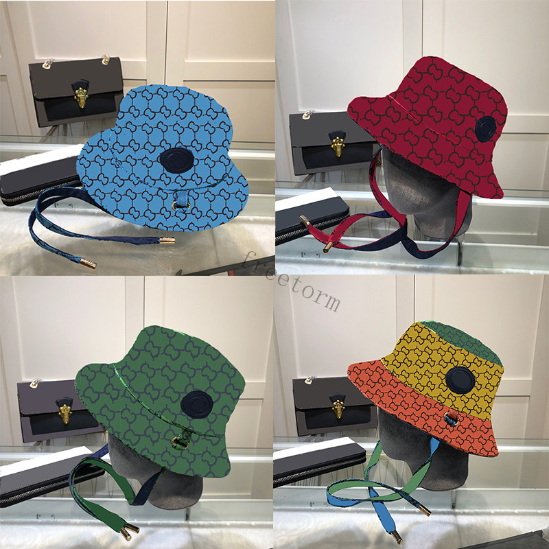 

Fashion Bucket Hats Full Letter Print Fisherman Hat 7 Colors Detachable Cap Outdoor Sunscreen Personality Caps