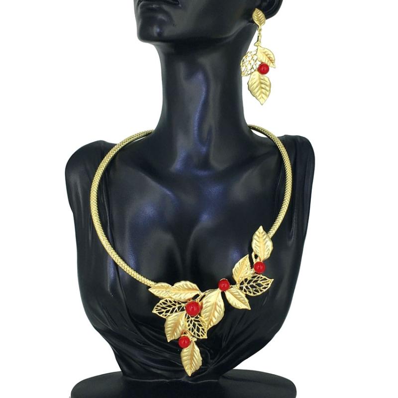 

Earrings & Necklace Mejewelry Brazilian Gold Leaf Flower Women's Jewellery Sets Beautiful And Noble Wholesale Jewelry Set FHK12216, Silver