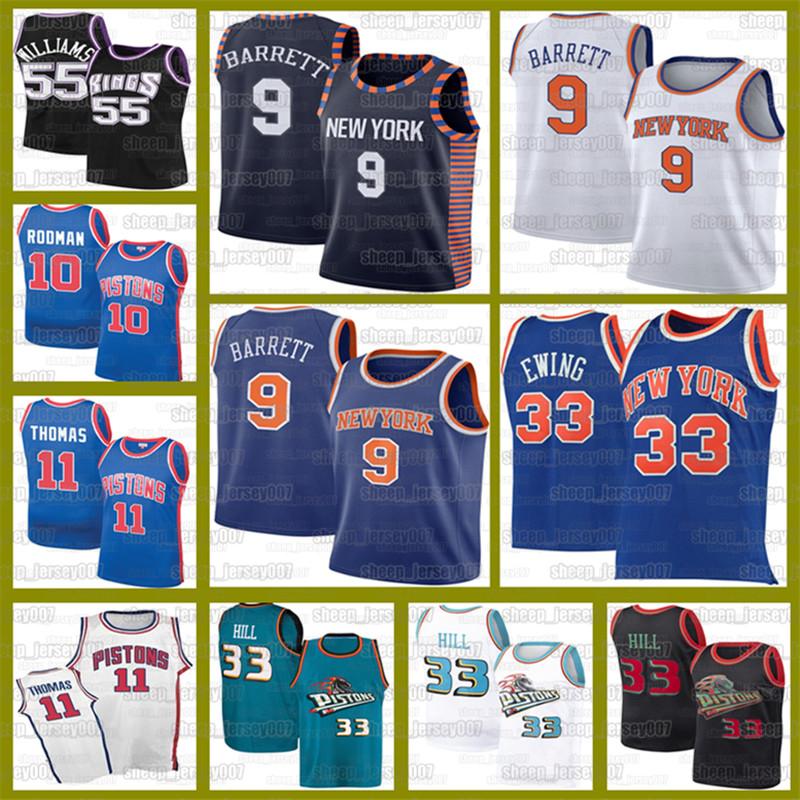 

RJ 9 Barrett Knicks JerseyPatrick 33 Ewing Jersey Jason 55 Williams Kings Grant 33 Hill Pistons 10 Dennis Rodman Isiah Thomas, Black;red